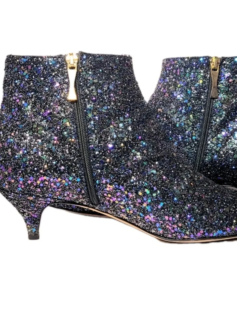 NWOB Kate Spade NY Olly Too Pointy Toe Kitten Heel Bootie Size 9M Sparkly